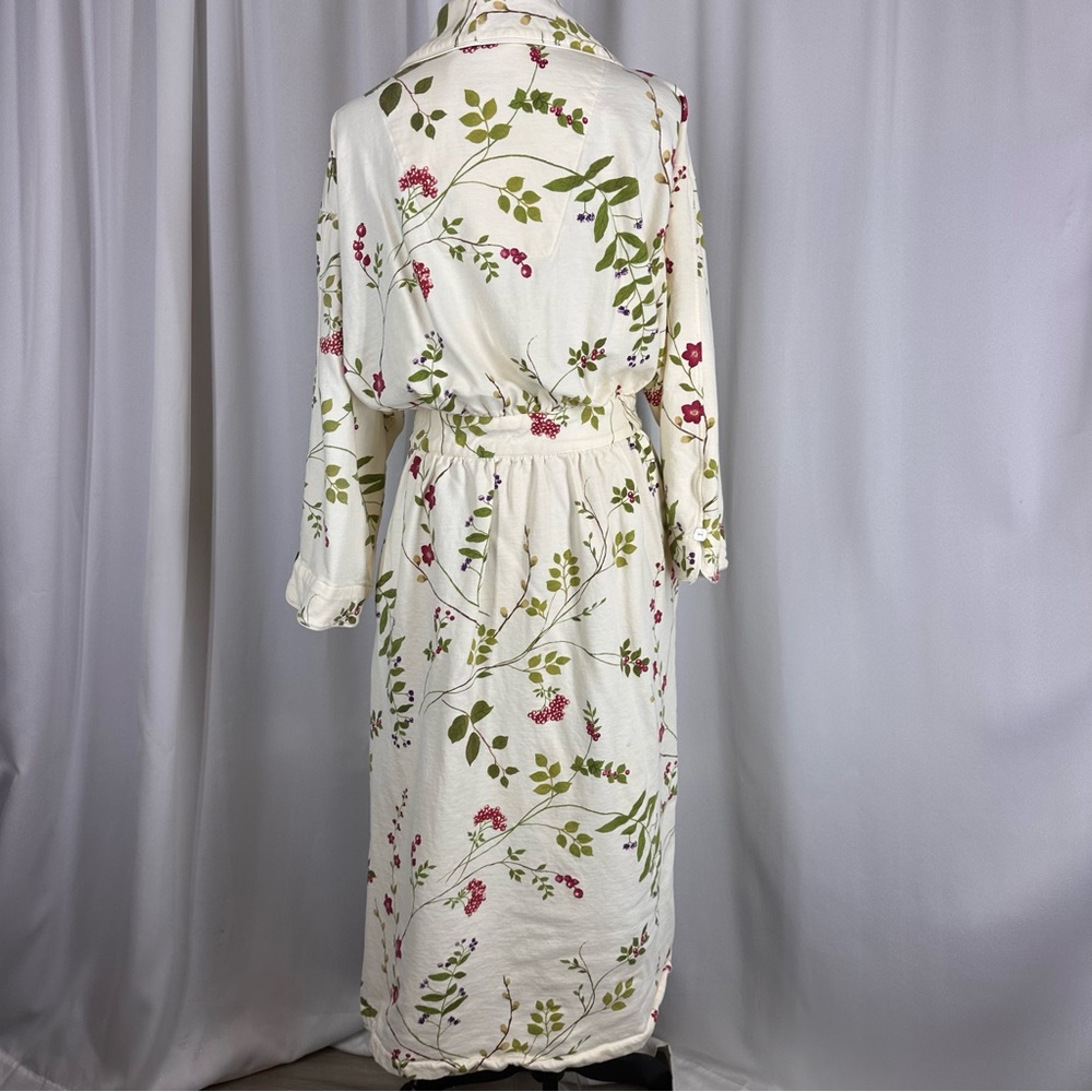 Vtg Crabtree & Evelyn Floral Cotton Robe L Long Wrap Cottagecore * New But READ - Picture 5 of 15